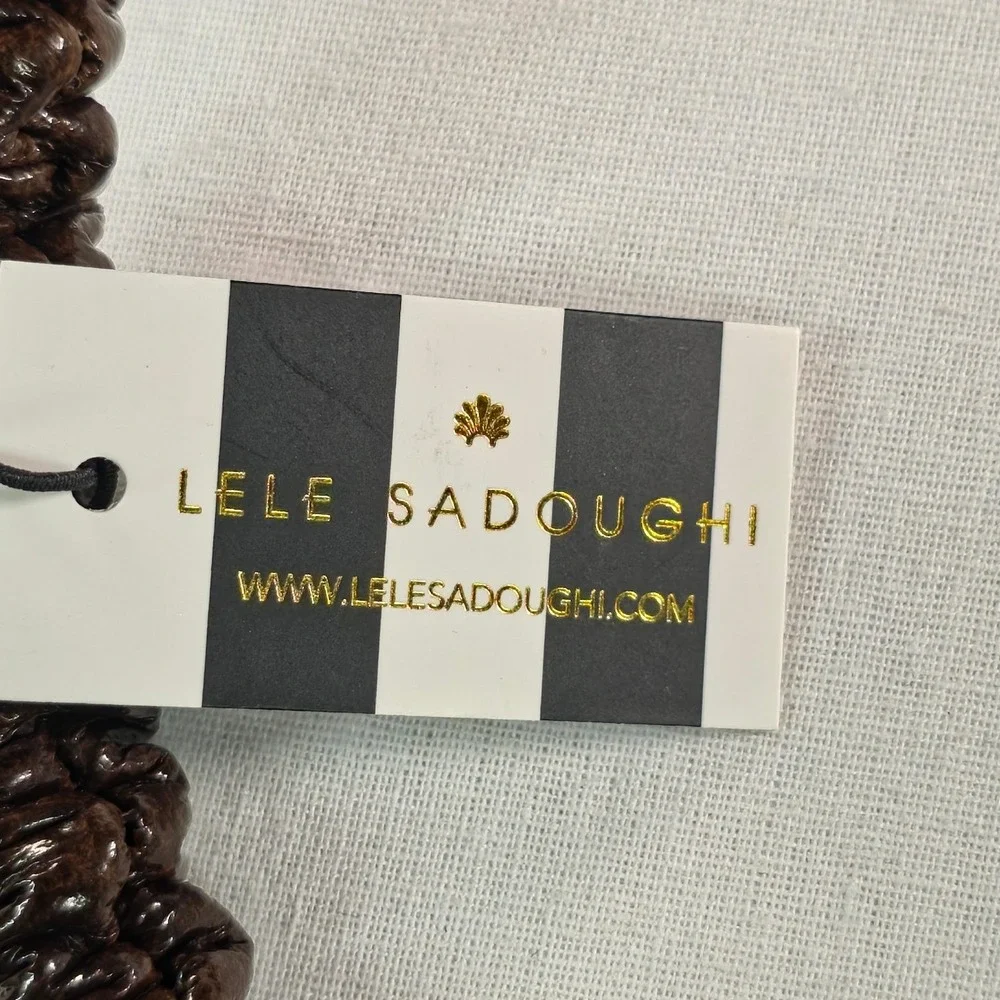 Lele Sadoughi Women Headband OS Espresso Brown Lena Ruched Scrunchie Chic NWT